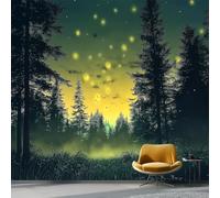 Papier Peint Panoramique 200 X 140 Cm Papier Peint Intissé Décoration Murale Fantaisie Forêtmural Décoration Pour Chambre Salon Chambre D'Enfants Des Lucioles Dansant Dans La Forêt