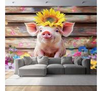 Papier peint panoramique 200 x 140 cm - Papier Peint Intissé Mural - Design Gros plan Porcelet Tournesol Bois - Couleur - pour Chambre Salon Bureau Personnalisé Décoration Murale