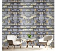 Papier Peint Panoramique 200x140cm Tapisserie de Soie Briques Gris Foncé XXL Tableaux Muraux Cité Industrielle Décoration Murale pour Chambre Salon D'Enfant, Gris Anthracite