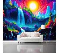 Papier Peint Panoramique 250 X 175 Cm Fantaisie 3D Papier Peint Murale Violet Cascades Montagnes Poster Geant Mural Personnalisé Salon Chambre À Coucher Maison Décoration Intérieure