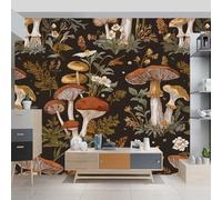 Papier peint panoramique 250 x 175 cm, Rétro Pastoral Champignons, Couleur Revêtement mural moderne pour Salon, Chambre, Salle à manger et Chambre d’enfant, Étanche et facile à installer