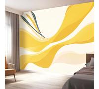 Papier peint panoramique 250 x 175 cm Revêtement mural décoration salon, Design Lignes Élégantes pour chambre salon cuisine Papier Peint Intissé Décoration Murale, Jaune Pâle
