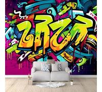 Papier Peint Panoramique 250 x 175 cm, Style Graffiti Street Art Poster Murales, Coloré Grandes Photo Papier Peint intissé pour Salon Adulte Chambre d'enfants Étude Décoration Intérieure