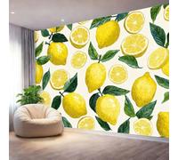 Papier Peint Panoramique 250 x 175 cm（WxH) - Murale Illustrations Dessinées À Main Fruits CitronsBlanc - Poster Mural Géant pour Chambre d'Enfant Salon et Tête de Bed Murale Écologique Impression HD