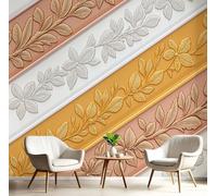 Papier Peint Panoramique 250x175cm - Imperméable Revêtement Mural Décoration Salon, Fleurs Pressées Feuilles Traditionnel Art Design Pour Salon Chambre TV Fond Murale Décoration, Couleur laiton