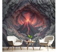 Papier Peint Panoramique 250X175Cm Sculpture En Papier Volcan 3D Impression Paysage Naturel Papier Peint Décoration Murale Poster Gris Anthracite Fresque Murale Salon Chambre Á Coucherr Bureau Salle