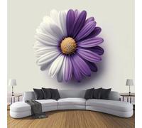Papier Peint Panoramique 300×210cm, Revêtement Nature Fleurs, 3D Motif Simple Daisy Mural Poster Geant Murale Décoration pour Chambre Salon Couloir Bureau Cuisine Chambre Blanc