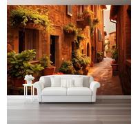 Papier Peint Panoramique 300 x 210 cm - Ancien Ruelle Paysage Urbain Papier Peint Intissé, Brun Moderne Mural pour Chambre Salon Appartement Télévision Fond Mur Decoration Murale