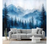 Papier Peint Panoramique 300 X 210 Cm Impressionnisme 3D Papier Peint Murale Forêt De Pins Brumeuse Des Montagnes Bleuesposter Geant Mural Personnalisé,Salon Chambre À Coucher Maison Décoration