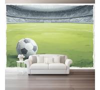 Papier Peint Panoramique 300 x 210 cm - Murale Illustration style anime d'un terrain de football - Tapisserie Murales Papier Peint Intissé pour Chambre Salon - Coloré Poster Tableaux Photo Muraux