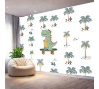 Papier Peint Panoramique 300 x 210 cm（WxH) - Fresque Murale Dessins Animés Dinosaures Skateboards Pastel Blanc - Décoration Murale Moderne pour Salon Chambre et Spa - Effet de Profondeur et Sérénité