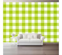 Papier Peint Panoramique 300 x 210 cm（WxH) - Fresque Murale Minimalisme Lignes Et Carrés Pastel Vert Et Blanc - Décoration Murale Moderne pour Salon Chambre et Spa - Effet de Profondeur et Sérénité