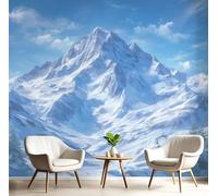 Papier Peint Panoramique 300X210Cm Chaîne De Montagnes Enneigées Impression Paysage Naturel Papier Peint Décoration Murale Poster Bleu Royal Fresque Murale Salon Chambre Á Coucherr Bureau Salle