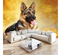 Papier Peint Panoramique 350 x 256 cm Berger allemand Chien Art Photo Murale Chambre Décor, Papier Peint intissé fond pour Chambre D'Enfant Adolescent Maternelle Murale