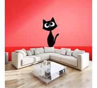 Papier Peint Panoramique 350 x 256 cm Chat noir dessin animé Art Photo Murale Chambre Décor, Papier Peint intissé fond pour Chambre D'Enfant Adolescent Maternelle Murale Rouge