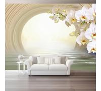 Papier Peint Panoramique 350 x 256 cm, Fantaisie Tunnel Rivière Orchidée Intissé Poster Papier Peint pour Chambre Salon Bureau TV Fond Chambre d'enfant Personnalisé Décoration Murale Crème
