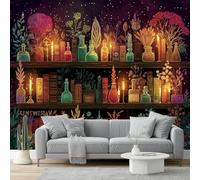Papier Peint Panoramique 350 x 256 cm, Fantastique Bouteilles De Potion Livres Personnalisé Poster Photo Mural Papier Peint Décoration Murale Salon Chambre á Coucherr Bureau Enfant Chambre, Or Violet