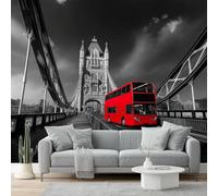 Papier peint panoramique 350 x 256 cm - Imperméable Revêtement mural décoration salon - Architecture urbaine Tower Bridge Bus Design Pour Salon Chambre Tv Fond Murale Décoration Coloré