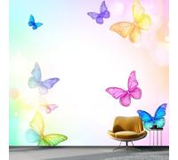 Papier Peint Panoramique 350 X 256 Cm Papier Peint Intissé Décoration Murale Papillon De Dessin Animémural Décoration Pour Chambre Salon Chambre D'Enfants Papillons Colorés En Vol
