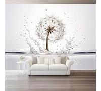 Papier Peint Panoramique 350 x 256 cm, Photographie Pissenlits Éclaboussures D'Eau Intissé Poster Papier Peint pour Chambre Salon Bureau TV Fond Chambre d'enfant Personnalisé Décoration Murale Blanc