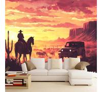 Papier Peint Panoramique 365 x 254 cm Désert Fresque Murale 3D Cheval De Guerre sur mesure taille Papier Peint Intisse pour Salon Chambre Décoration Murale