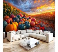 Papier Peint Panoramique 3D 200x140 cm Paysage Pastoral Non-tissé Murale Maison Décoration Intérieure Citrouille Coucher De Soleil pour Chambre Salon Mur TV Artistique Poster Décoration Murale 2N1428