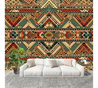 Papier Peint Panoramique 3D 300x210cm Style Ethnique GéOméTrique Art Abstrait Murales Panoramique Multicolore Papier Peint Intissé pour Salon Adulte Chambre d'enfants, Restaurant Décoration