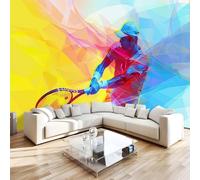 Papier Peint Panoramique 3D 366x254 cm Joueur De Tennis Non-tissé Murale Maison Décoration Intérieure Géométrie Abstraction pour Chambre Salon Mur TV Artistique Poster Décoration Murale 1M496