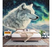 Papier Peint Panoramique 3D Animal Loup Arctique Papier Peint Intissé Photo Muraux Pour Salon Enfant Chambre Décoration Aurore Personnalisé Murale Moderne Poster 250x175 cm