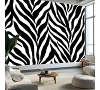 Papier Peint Panoramique 3D Animal Rayures Zèbre, Papier Peint Intissé Fond Noir Blanc pour Chambre Salon Mur TV Artistique XXL Poster Décoration Murale 400 x 280 CM