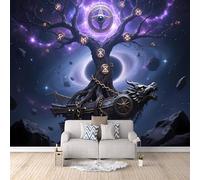 Papier Peint Panoramique 3D Arbre Du Monde 300x210 cm Papier Peint Mural Poster Intissé Bateau-dragon Nordique,pour Chambre Salon Restaurant Personnalisé Décoration Murale
