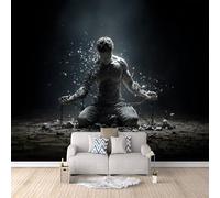Papier Peint Panoramique 3D Art Abstrait 200x140 cm Papier Peint Mural Poster Intissé Noir,pour Chambre Salon Restaurant Personnalisé Décoration Murale