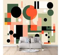 Papier Peint Panoramique 3D Art Moderne Papier Peint Enfant Formes Géométriques, Style Bauhaus Intissé Revêtement, Moderne Poster Mural XXL Décoration Mural pour Chambre Salon 250×175cm