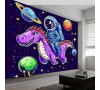 Papier Peint Panoramique 3D Astronaute Dinosaure Fantastique Cartoon 200 x 140 CM (L x H) intissé Murale pour Salon Chambre d'enfants restaurant Décoration Murale Poster, Multicolore