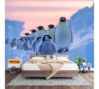 Papier Peint Panoramique 3D Blanc Papier Peint Intissé Photo Muraux Pour Salon Enfant Chambre Décoration Famille de Pingouins Animaux Personnalisé Murale Moderne Poster 350x256 cm