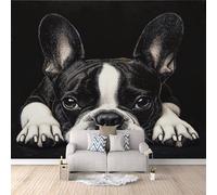 Papier Peint Panoramique 3d Bouledogue Français Décoration murale Animaux Mignons papier peint non tissé décoration chambre TV mur salon papier peint-150x105cm