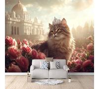 Papier Peint Panoramique 3d Chat Mignon Décoration murale Château De La Princesse papier peint non tissé décoration chambre TV mur salon papier peint-250x175cm