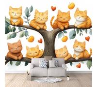 Papier Peint Panoramique 3d Chat Mignon Décoration murale Dessin Animé papier peint non tissé décoration chambre TV mur salon papier peint-400x280cm