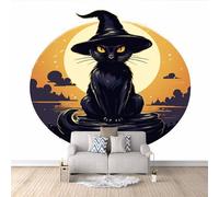 Papier Peint Panoramique 3d Chat Noir Décoration murale Festival Mystérieux papier peint non tissé décoration chambre TV mur salon papier peint-100x70cm