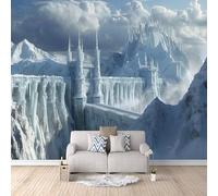 Papier Peint Panoramique 3D Château De La Montagne Enneigée 300x210 cm Papier Peint Mural Poster Intissé Iceberg,pour Chambre Salon Restaurant Personnalisé Décoration Murale