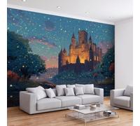 Papier Peint Panoramique 3D Château fantastique scène nocturne D'Effets , Papier Peint Décoration Intérieure, Architecture gothique Tapisserie Poster Murale pour Salon Chambre D'enfant 150 x 105 cm