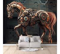 Papier Peint Panoramique 3d Cheval Mécanique Décoration murale Technologie Du Futur papier peint non tissé décoration chambre TV mur salon papier peint-100x70cm