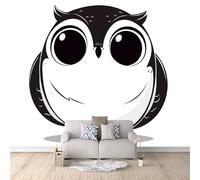 Papier Peint Panoramique 3d Chouette Mignonne Décoration murale Animation En Noir Et Blanc papier peint non tissé décoration chambre TV mur salon papier peint-300x210cm