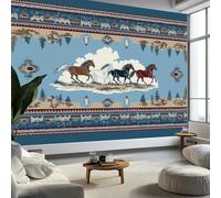Papier Peint Panoramique 3D Ciel bleu Nuages blancs Animal Cheval, Papier Peint Intissé Fond Coloré pour Chambre Salon Mur TV Artistique XXL Poster Décoration Murale 350 x 256 CM