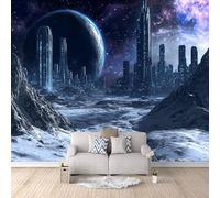 Papier Peint Panoramique 3d Cité Des Sciences Et Des Technologies Du Futur Décoration murale Paysages Extraterrestres papier peint non tissé décoration chambre TV mur salon papier peint-100x70cm