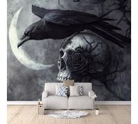 Papier Peint Panoramique 3D Corbeau Viking 400x280 cm Papier Peint Mural Poster Intissé Mythologie Nordique,pour Chambre Salon Restaurant Personnalisé Décoration Murale