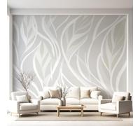 Papier Peint Panoramique 3D Courbes Ondulées Abstraites 150x105 cm, Fresque Murale Feuille Botanique en Intissé HD pour Salon Chambre, Mural Décoratif, Pose Facile, Colle non incluse 113o