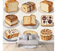 Papier Peint Panoramique 3D Desserts Au Pain 400x280 cm Papier Peint Mural Poster Intissé,pour Chambre Salon Restaurant Personnalisé Décoration Murale
