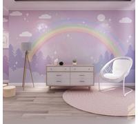 Papier Peint Panoramique 3D dessin animé violet nuage arc - en - ciel fille enfants chambre princesse chambre fond 350x245cm