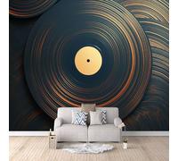 Papier Peint Panoramique 3D Disques Vinyles 200x140 cm Papier Peint Mural Poster Intissé,pour Chambre Salon Restaurant Personnalisé Décoration Murale